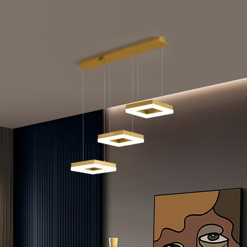 Zeitgenössische geometrische LED -Multi -Decken -Lampe Metallic 3 Lampen -Esszimmer -Federung Leuchte