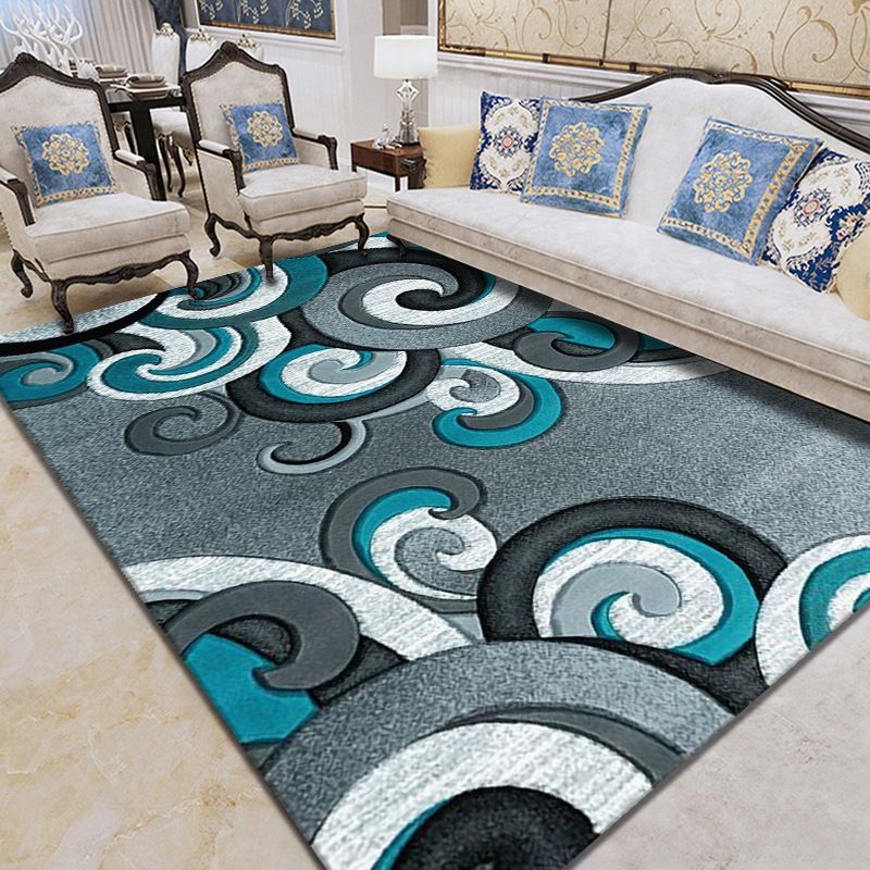 Minimalist Indoor Rug Plant Pattern Rug Polyester Stain Resistant Area Rug for Living Room