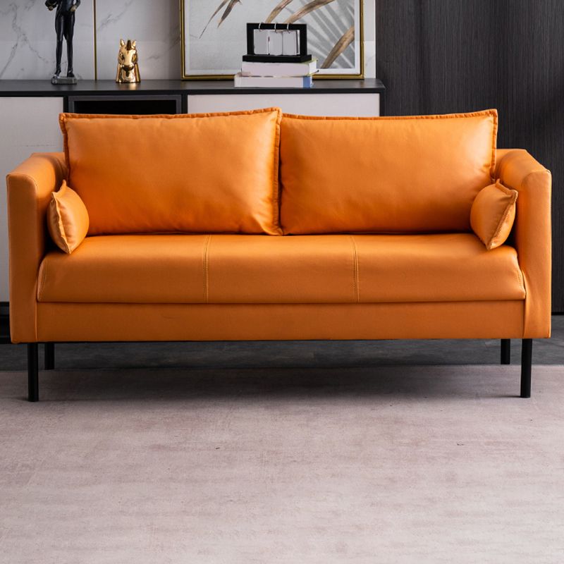Faux Leather Loose Back Sofa Square Arm Single Cushion Loveseat