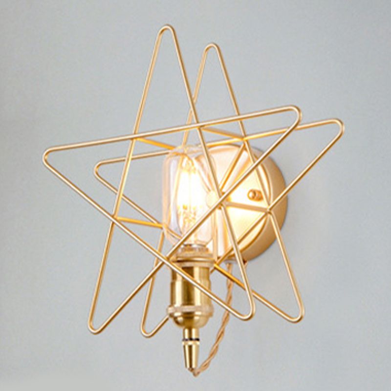 Modernist Wall Sconce Star-Shade Sconce Light with Metal for Bedroom