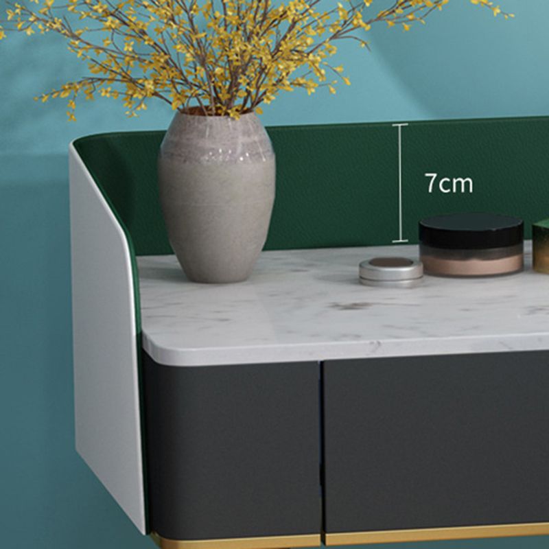 Contemporary Wooden Makeup Vanity Set Slate Top 2-Drawer Dressing Table