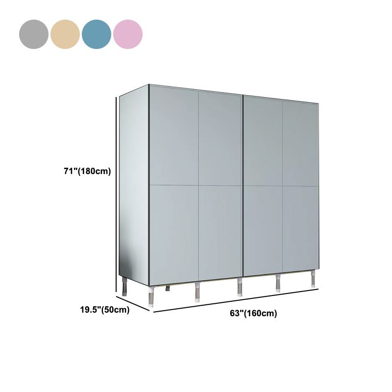 Silver Metal Frame Wardrobe Modern Style Wardrobe Armoire for Bedroom