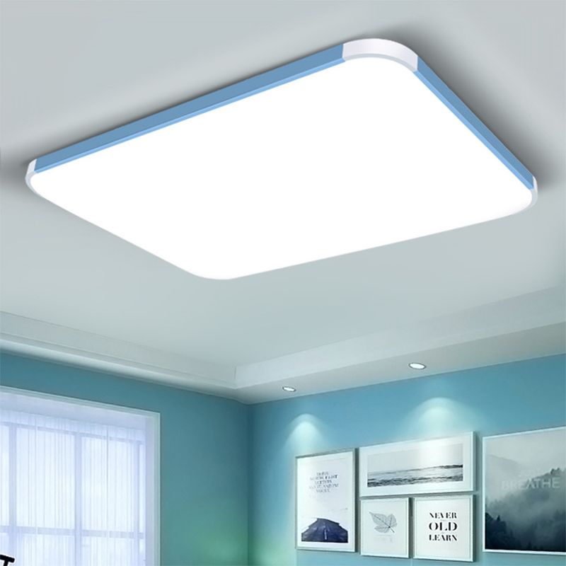 Geometric Flush Mount Lamp Macaron Acrylic Pink/Yellow/Blue LED Flush Mount Lamp, 12"/15"/17" Wide in White/Warm