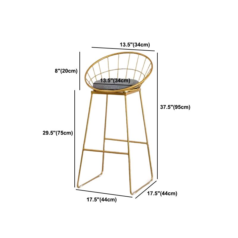 Glam Metal Barstool Fabric Counter Stool with Gold Legs in Matte Finish