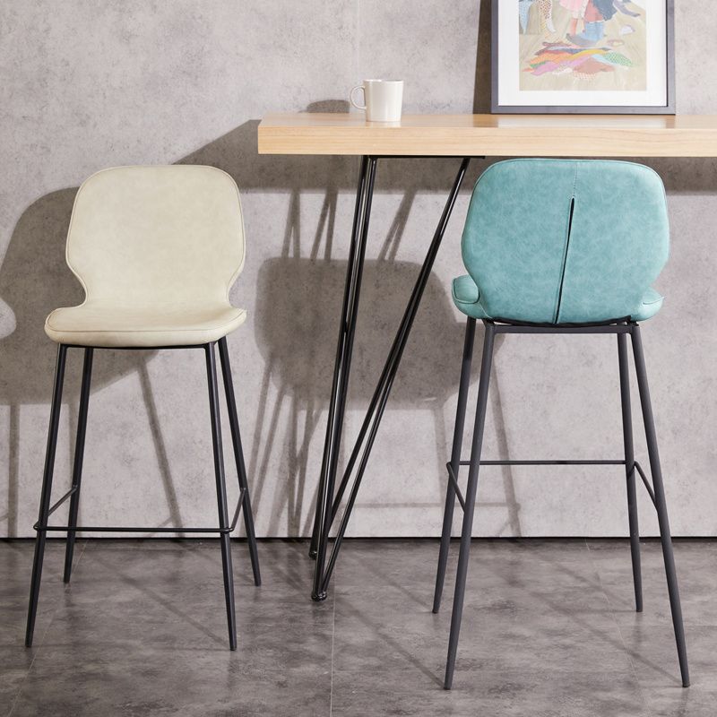 Modern Low Back Bar-stool PU Leather Bar Stool with Metal Legs