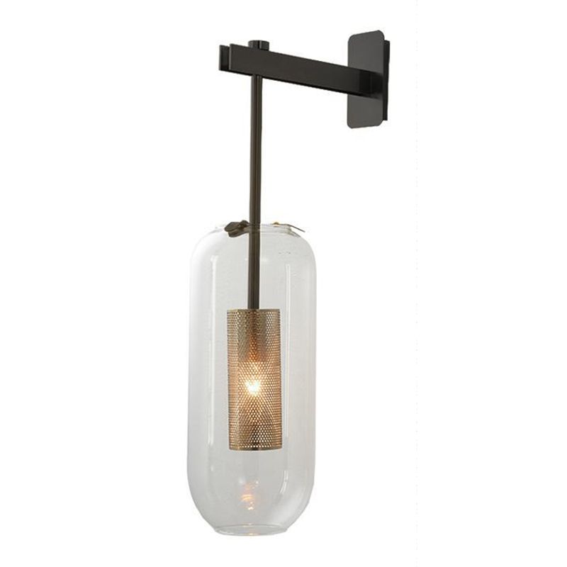 Contemporary Circle Shape Wall Light with Glass Shade for Living Room