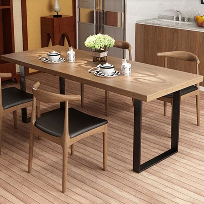 Mesa de comedor de madera contemporánea Mesa de comedor rectangular con base de trineo