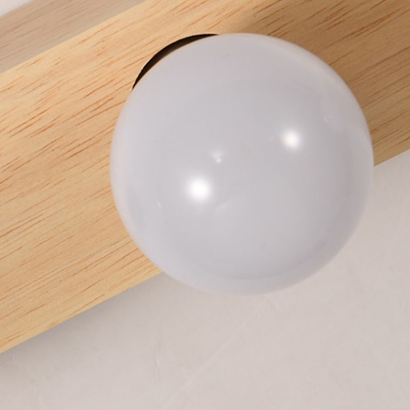 Square Shape Wood Vanity Lights Modern Style 3/4/5 Lights Vanity Light Fixtures in Brown