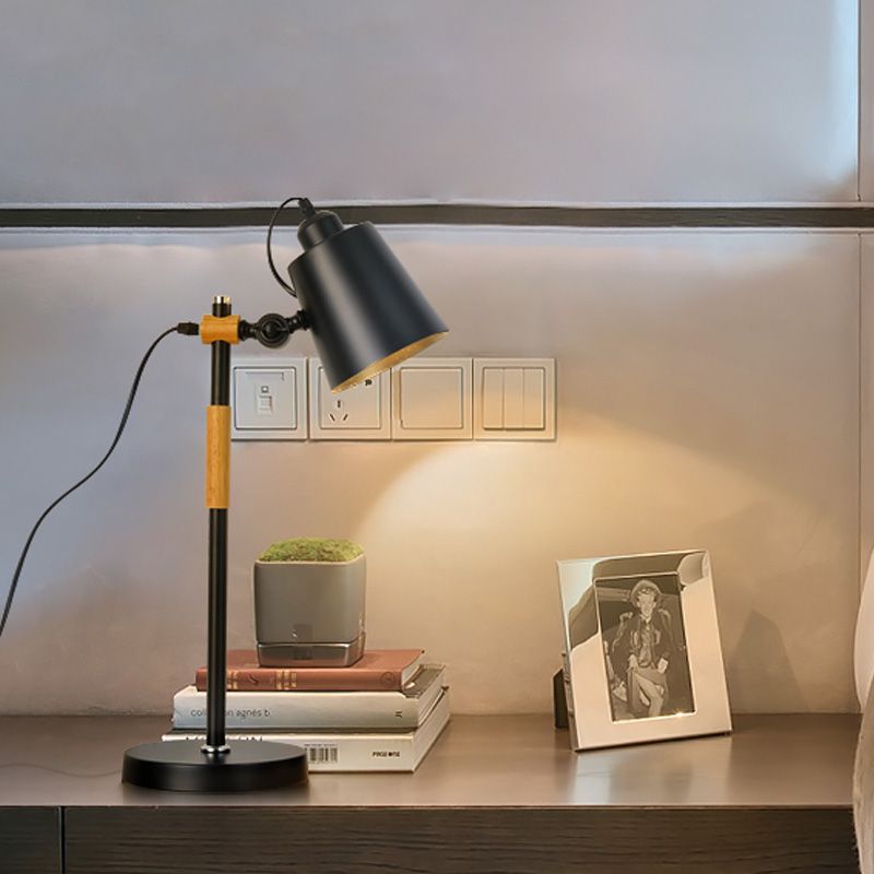 Metal Tapered Task Lighting Macaron 1 Head Yellow/Black/White Reading Book Light for Living Room