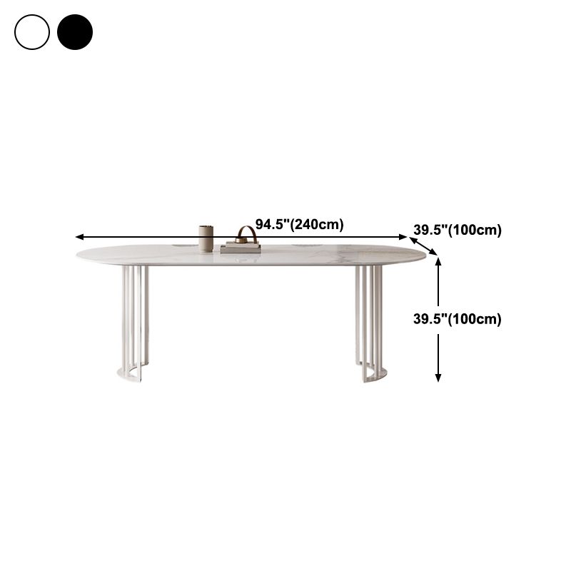 Simplicity Style Oval Double Furniture Stone Dining Table for Dining Room