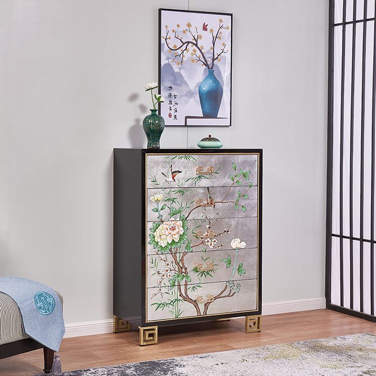 Traditional Storage Chest Solid Wood Dresser with 5 Drawers , 15.6 Inch Width