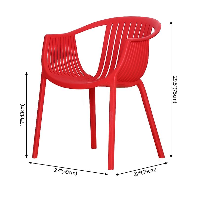 Sillas de comedor escandinavas Sillón de comedor con respaldo de listones de plástico (juego de 4)