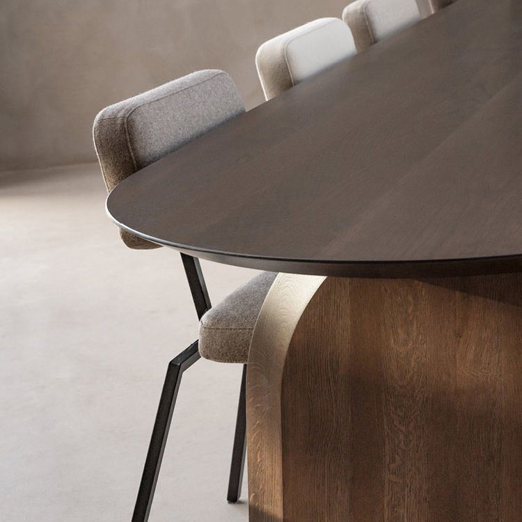 Pine Solid Wood Dining Table Modern Oval Dining Table with Double Pedestal