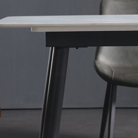 Tavolo da pranzo in pietra sinterizzato in stile glam con tavolo di altezza standard a forma di rettangolo per uso domestico