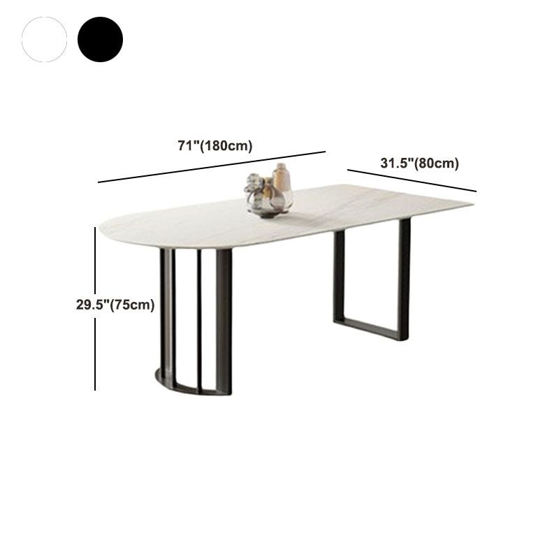 Irregular Shape White Table for Restaurant Sintered Stone Table with Double Pedestal