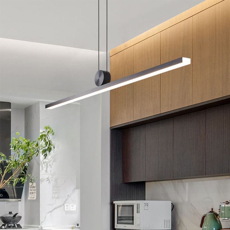 Black Island Hanging Light LED Island Light with Acrylic Shade for Dining Room