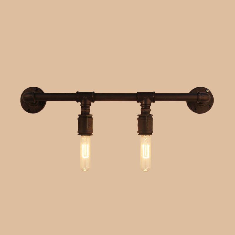 Iron Black Wall Light Straight Pipe 2/4/6 Bulbs Industrial Wall Sconce Light for Living Room