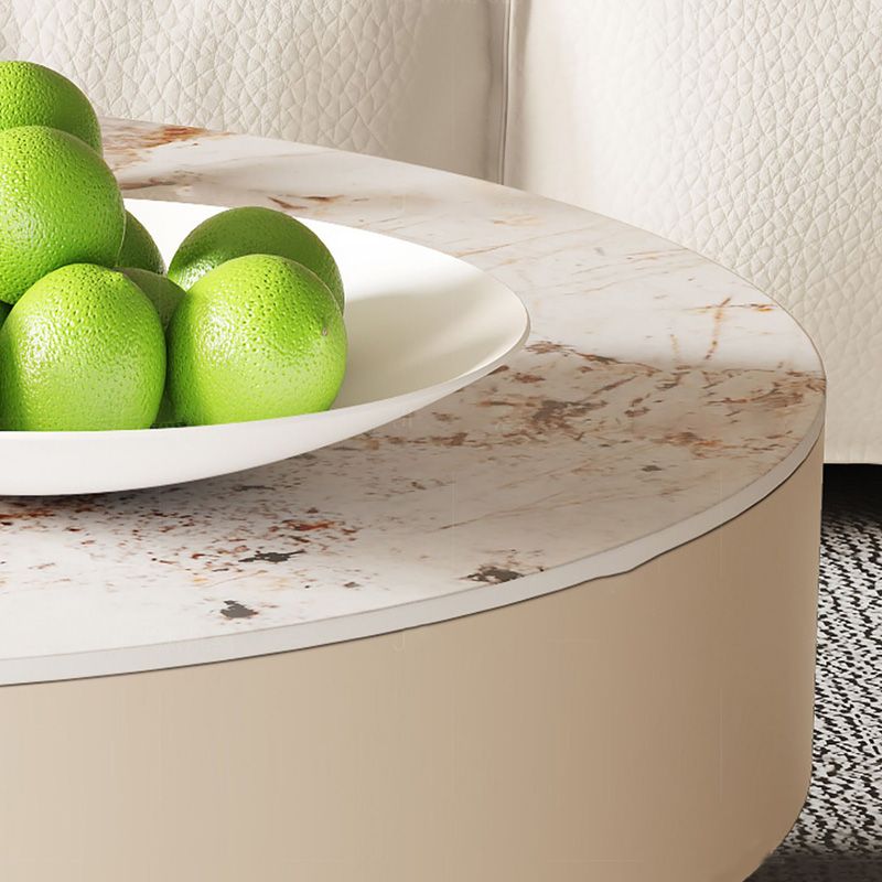 Slate Coffee Table Round Abstract Coffee Cocktail Table with Storage Drawers