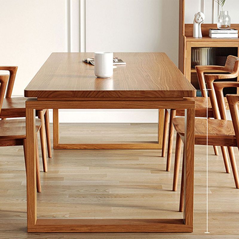 Glam Dining Wood Table Rectangle Table with Wooden Legs for Home Use