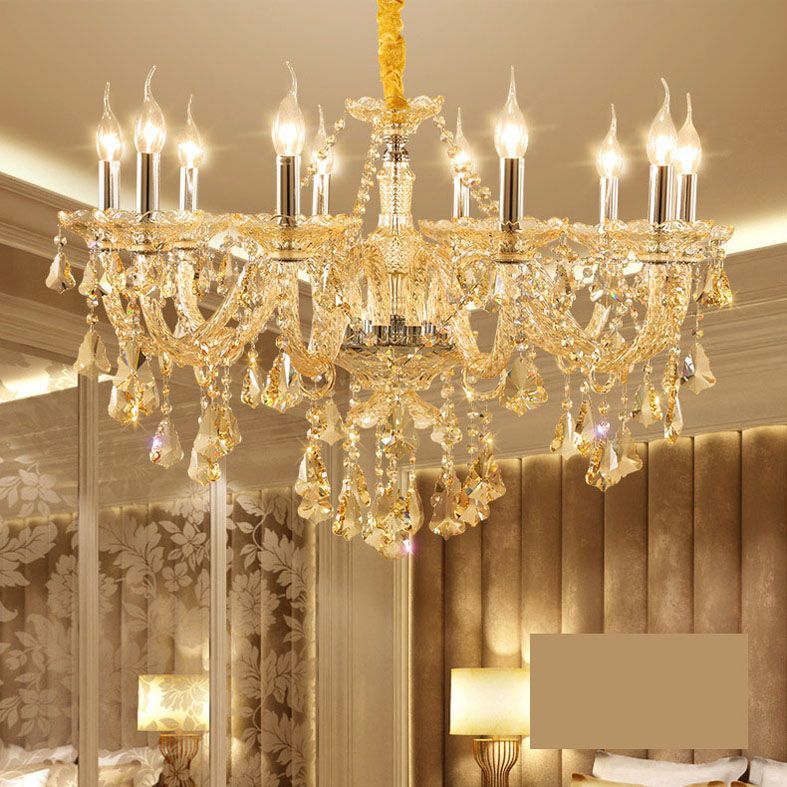 Gold Sputnik Pendant Light in Traditional Luxury Style Crystal Chandelier for Living Room