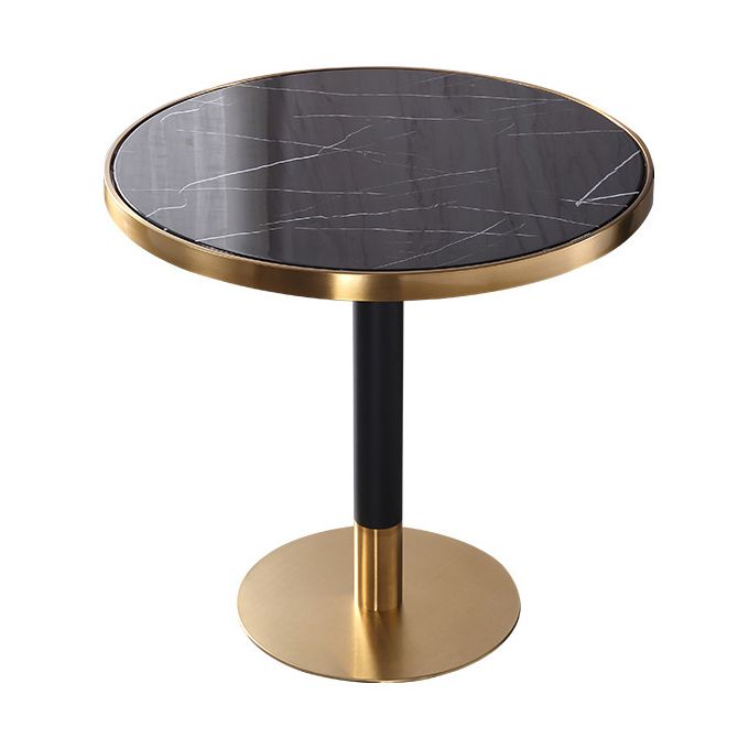 Stone Top Table Metal Traditional Luxury Round Dining Table with Pedestal Base