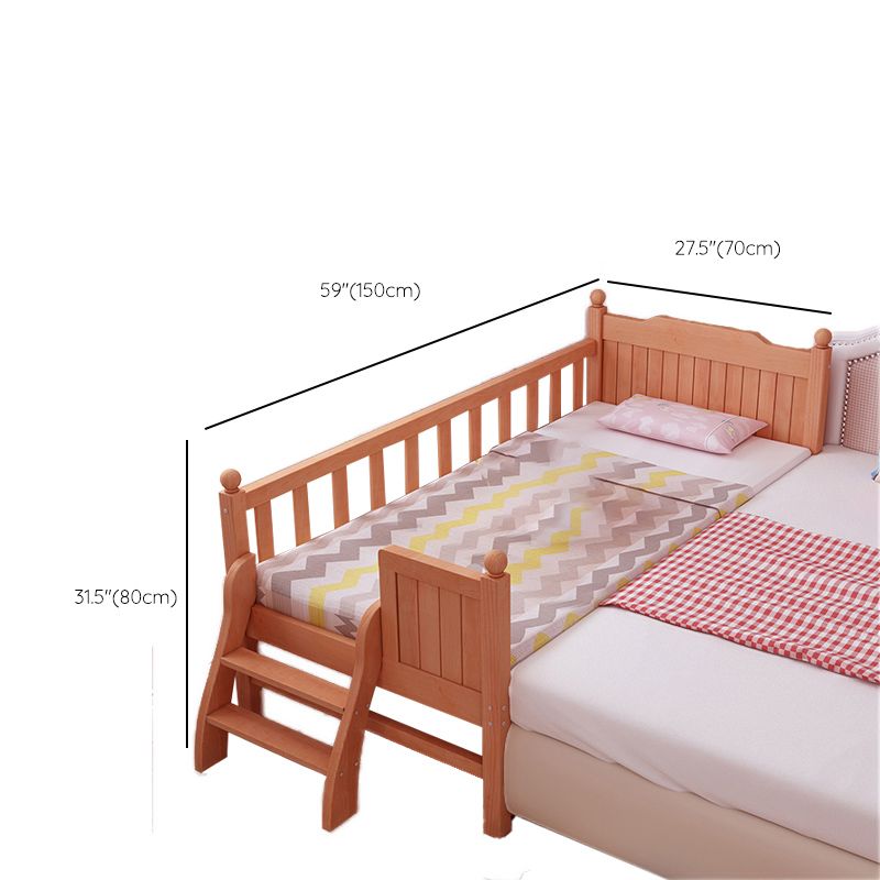 Washed Natural Nursery Crib Solid Wood Contemporary with Guardrail