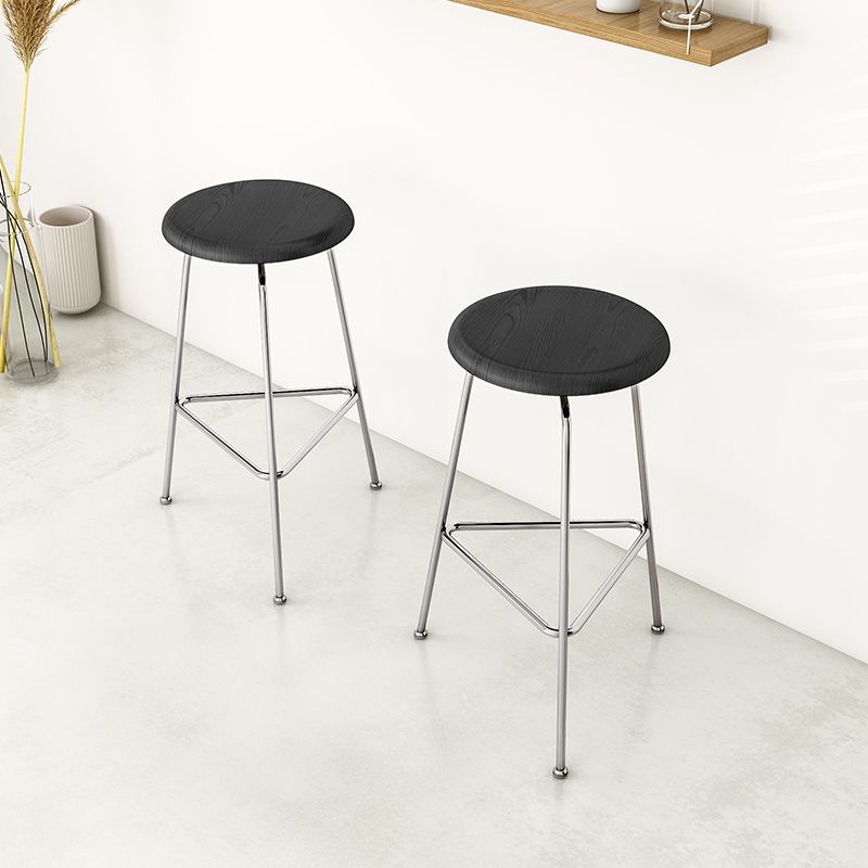 Contemporary Armless Round Backless Bar Stool with Metal Base