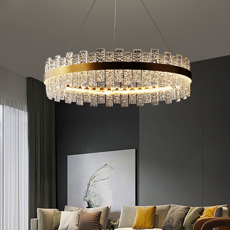 Art Deco Chandelier Gold Metal Crystal Round LED Pendant Lamp Best Lighting for Living Room
