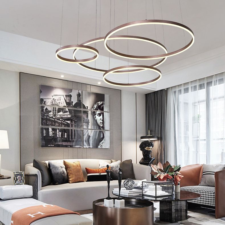 Multi Lights Metal Suspension Pendant Lamp Tiers Modern Style Suspended Lighting Fixture