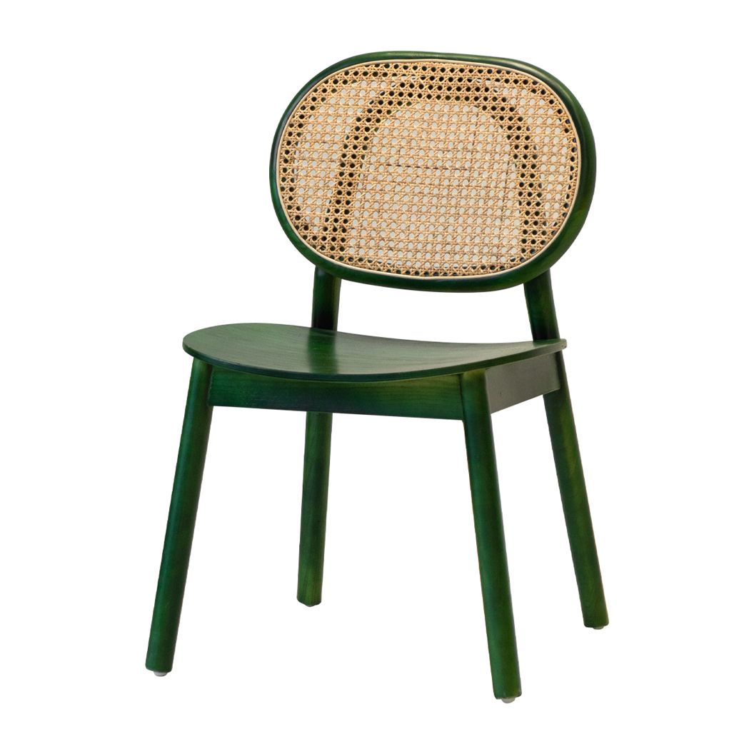 Silla de comedor tradicional sin brazos, silla lateral con respaldo abierto y patas de madera
