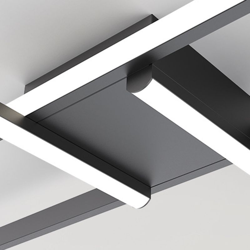 Aluminum Crossed Line Ceiling Fixture Minimalist LED Black Ceiling Light