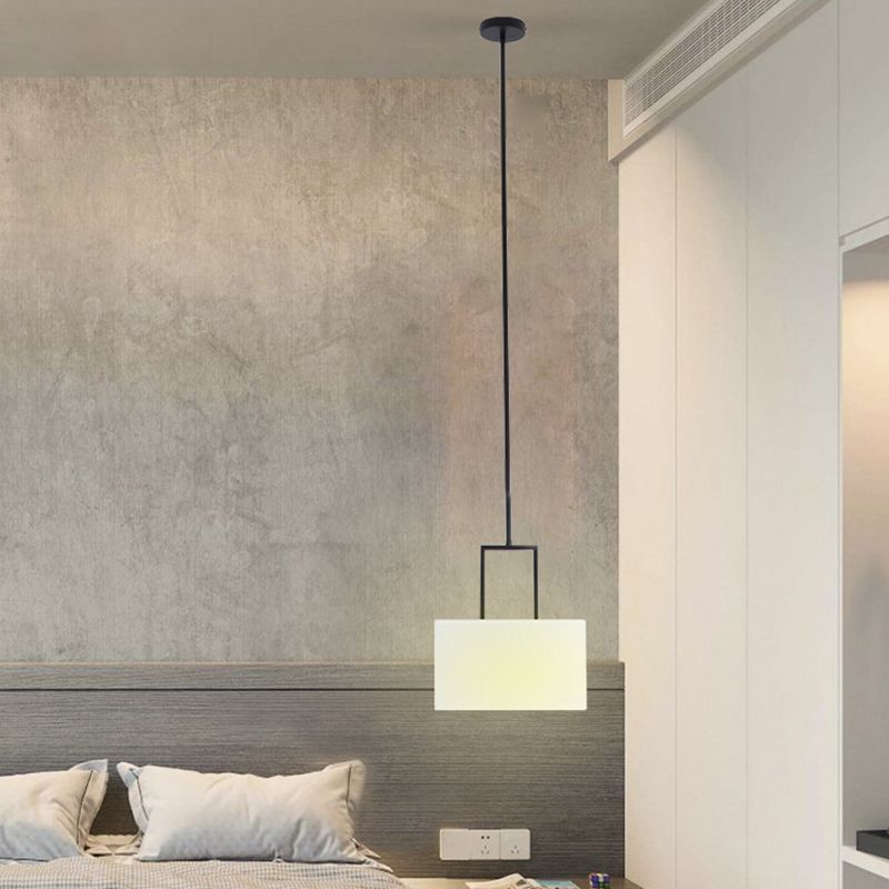 Tambor de tono blanco lámpara colgante de colgantes moderno 1 luz de techo colgante de luz para dormitorio