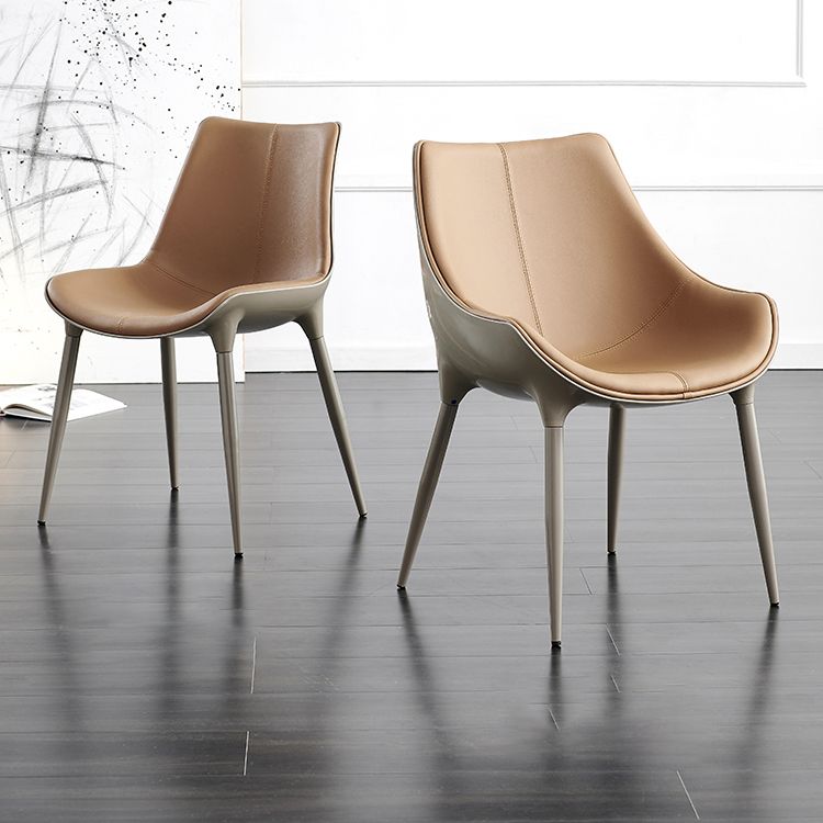Modern Style Dining Chairs Faux Leather Kitchen Chairs with Metal Legs