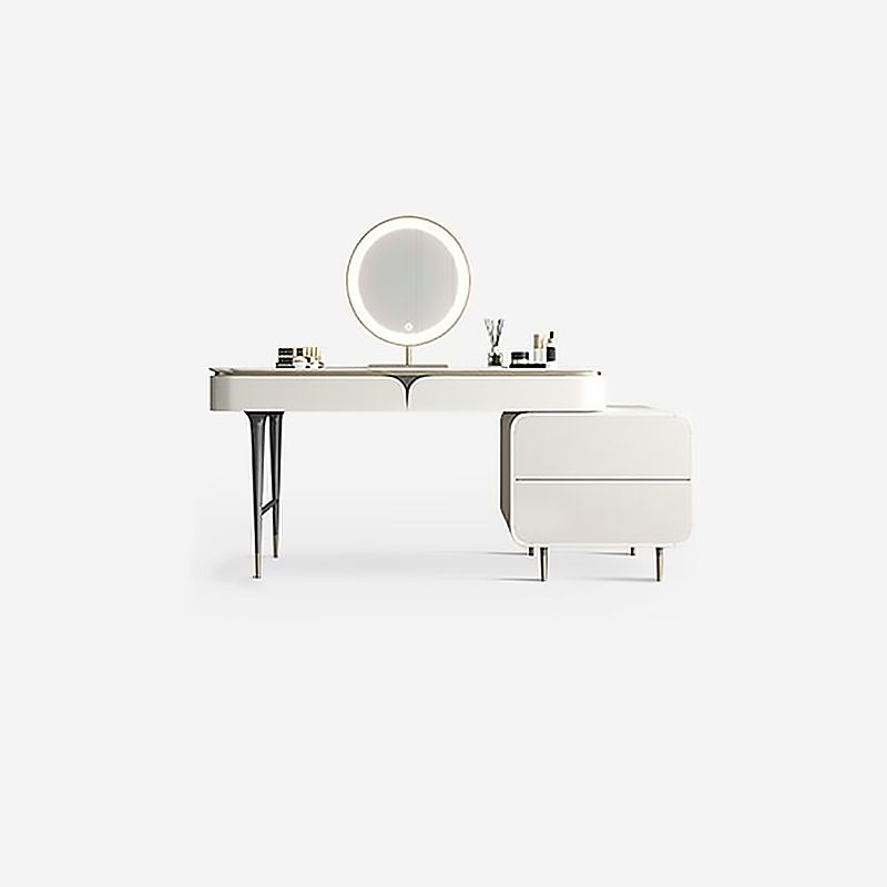 White Rectangular Slate Top Dressing Table Metal Base with 2/4 Drawers Dresser