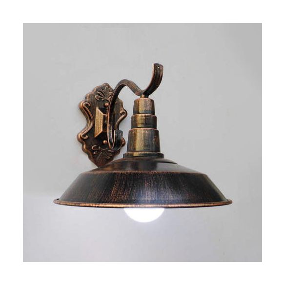 1 Bulb Barn Sconce Lighting Farmhouse Style Copper/Rust Wrought Iron Wall Lamp for Corridor