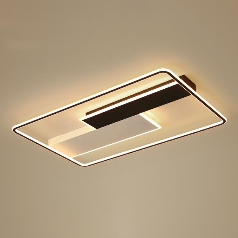 Rectangle Metal Flushmount Lighting Minimalistic Black-White Surface Mounted Led Ceiling Light