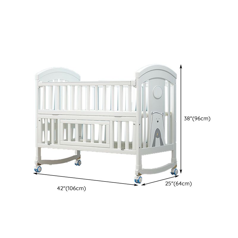 Solid Wood Contemporary Nursery Bed Rectangle Arched Crib with Guardrail