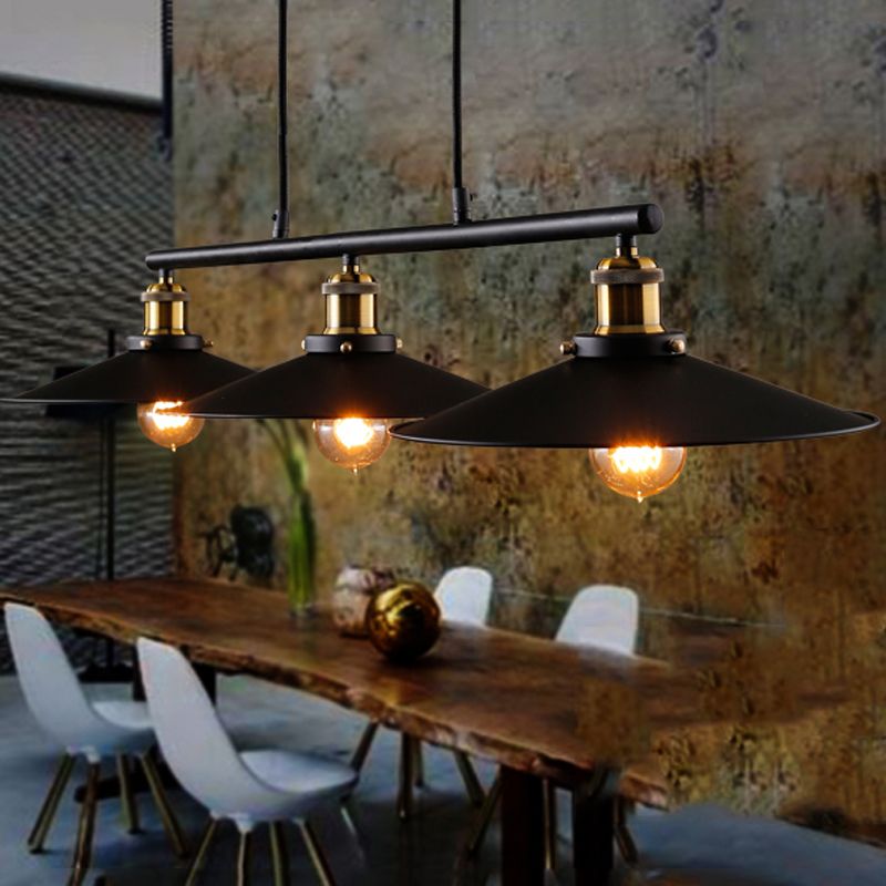 Industrial Style Cone Shape Island Light Metal Chandelier Lamp for Dining Room