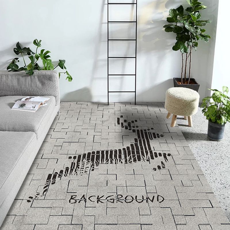Multi Color Nordic Rug Polyster Geo Printed Area Rug Non-Slip Backing Pet Friendly Easy Care Rug for Parlor