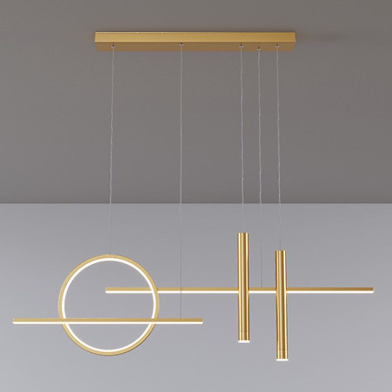 Simplicity Linear LED Island Light Metal 5-Head Dining Room Suspended Lighting Fixture