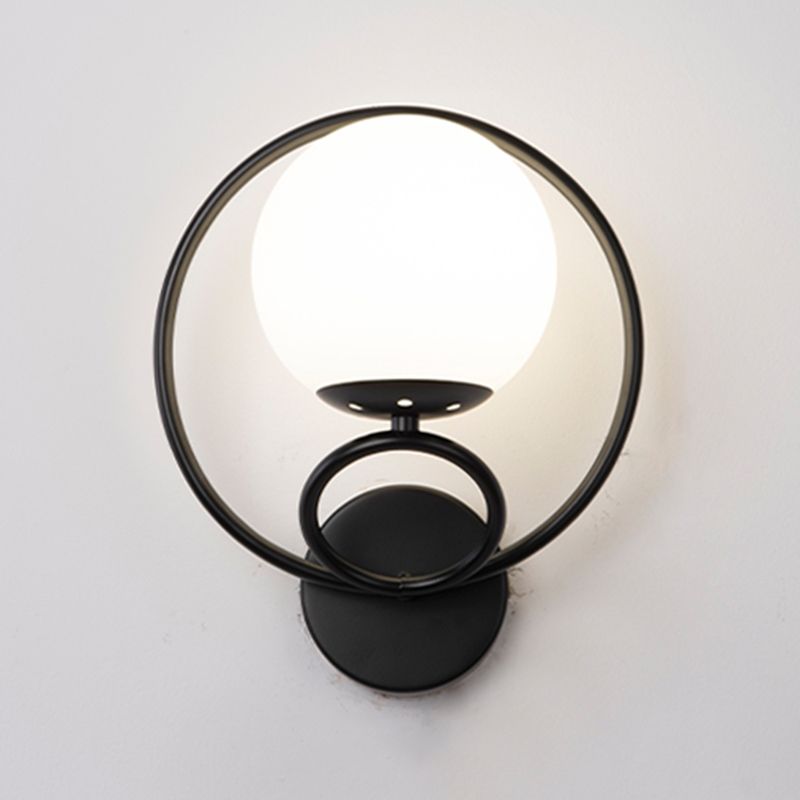 Modern Wall Mount Lamp 1-Light Spherical with Glass Shade for Bedroom