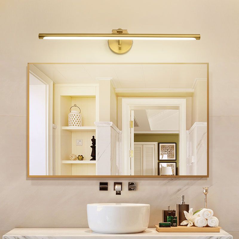 Retro Brass Mirror Cabinet Bathroom Wall Lights Metal Linear Shade LED Ambient Vanity Lighting