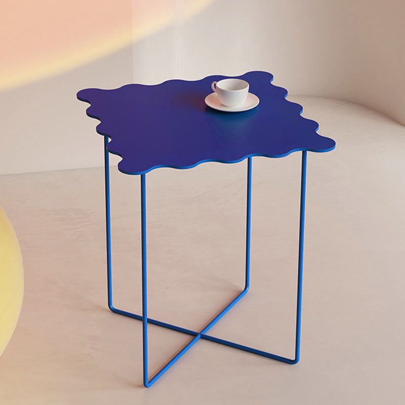 19.68" Tall Cross Legs End Table Metallic Blue Accent Side Table
