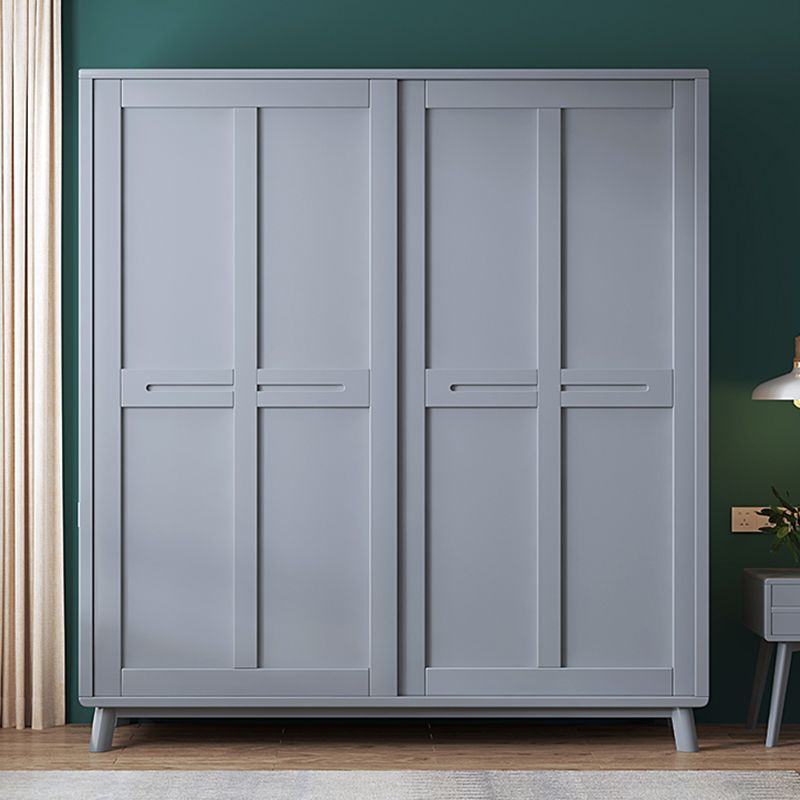 Traditional Rubberwood Solid Wood Frame Wardrobe Freestanding Wardrobe with Legs