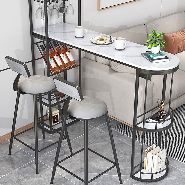 Iron Storage Base Bar Table Modern Free Form Bar Table with Wine Glass Holders