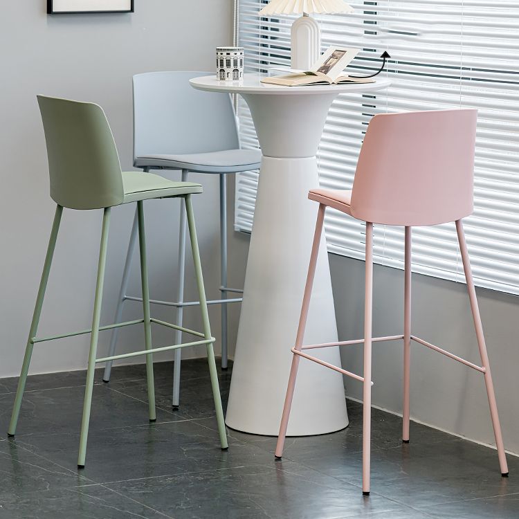 Nordic Bar-stool Plastic Counter Bar Stool with Metal Legs for Home