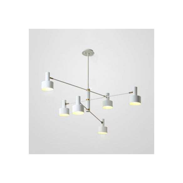 Araña de brazo largo nórdico negro/negro con sombra de tambor de metal iluminación colgante para sala de estar hote