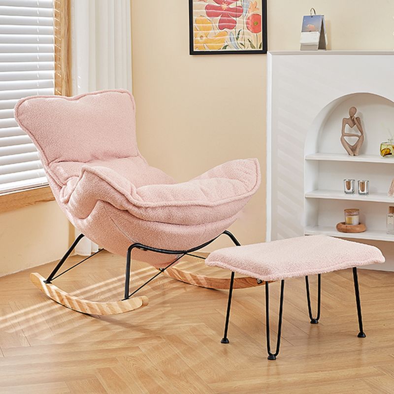 High Back Rocking Chair Ergonomic with Padded Seat Rocker Chair  with Ottoman