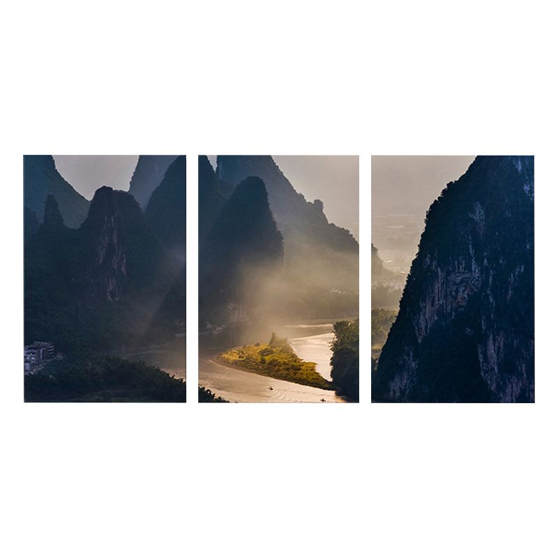 Misty Mountains Scene Wall Decor for Bathroom Photography Canvas Art Print, Multiple Sizes