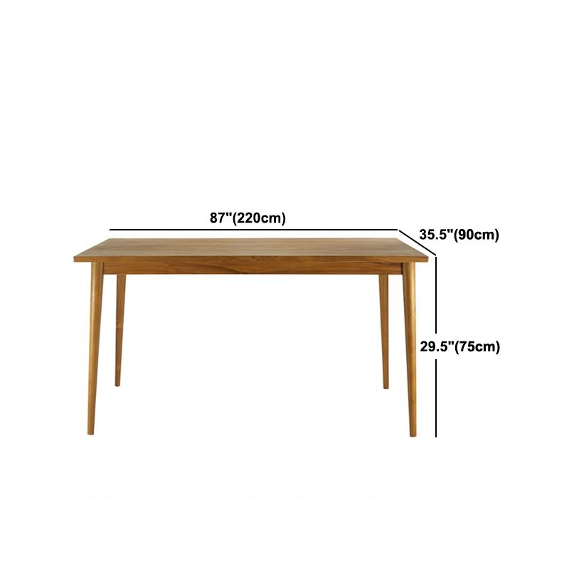 Rectangle 4 Legs Dining Table Natural Finish Legs Modern Fixed Dinner Table